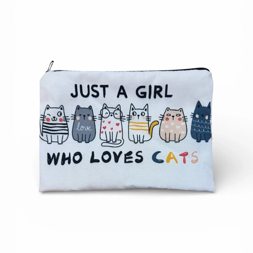 Cat Lover Canvas Zipper Pouch | Cosmetic Bag | Makeup Bag | Travel Organizer